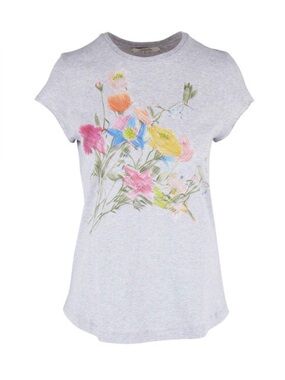 Romantic Bouquet Gray Floral Print T-Shirt Size 4